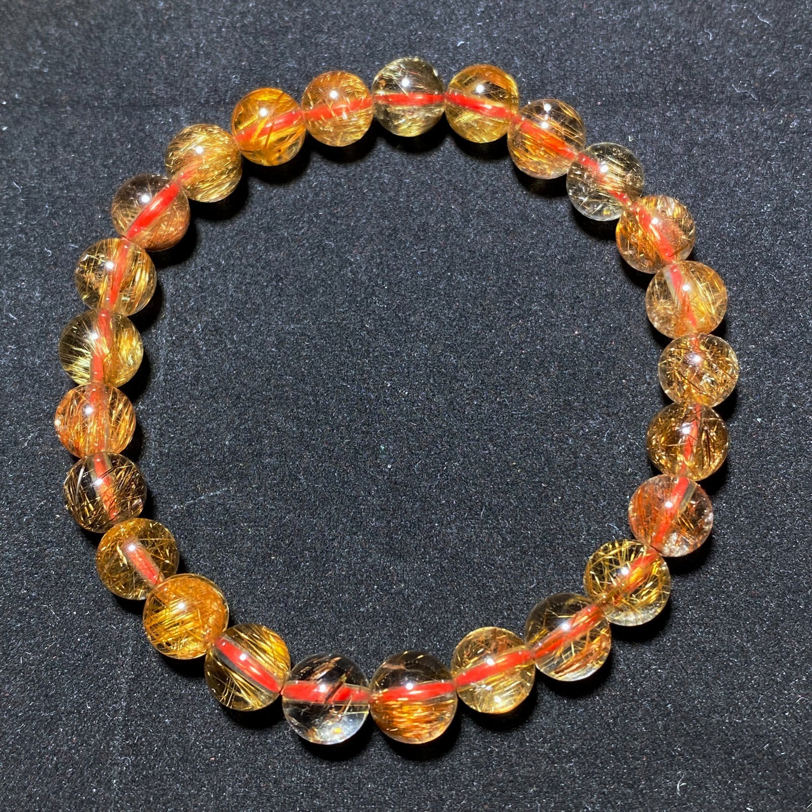7.8mm Natural Red Copper Quartz Crystal Beads Bracelet B1795