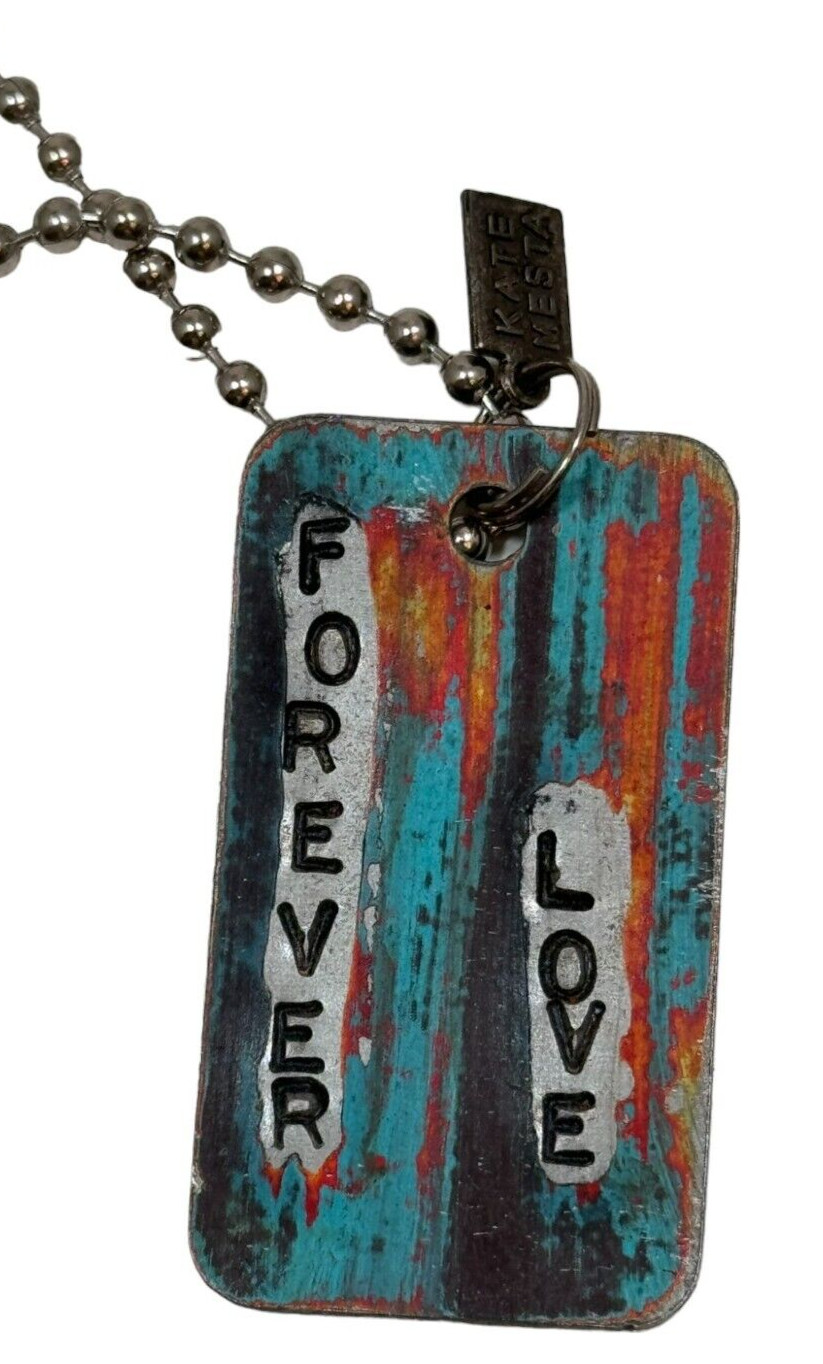 Kate Mesta FOREVER LOVE Dog Tag Necklace Art to Wear New