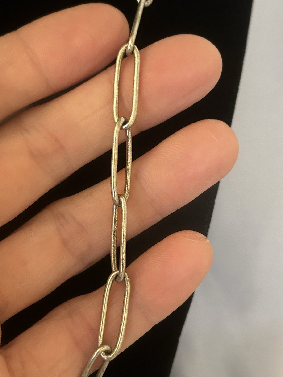 Oxidized Silver Tone 20” Medium Paperclip Chain Link Necklace NIB