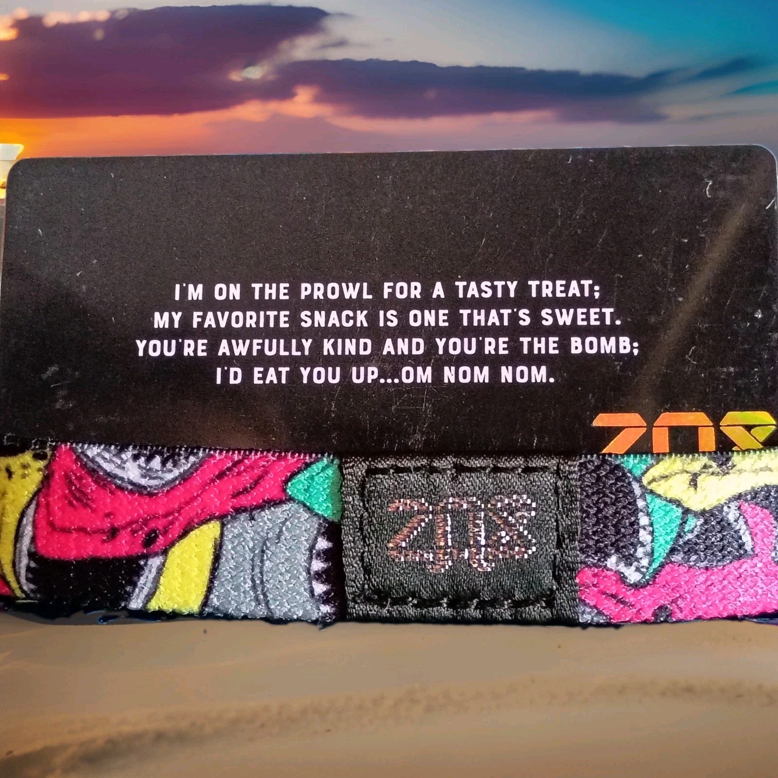 ZOX “I COULD JUST EAT YOU UP” Strap W/ Card. (Size Medium) -Silver