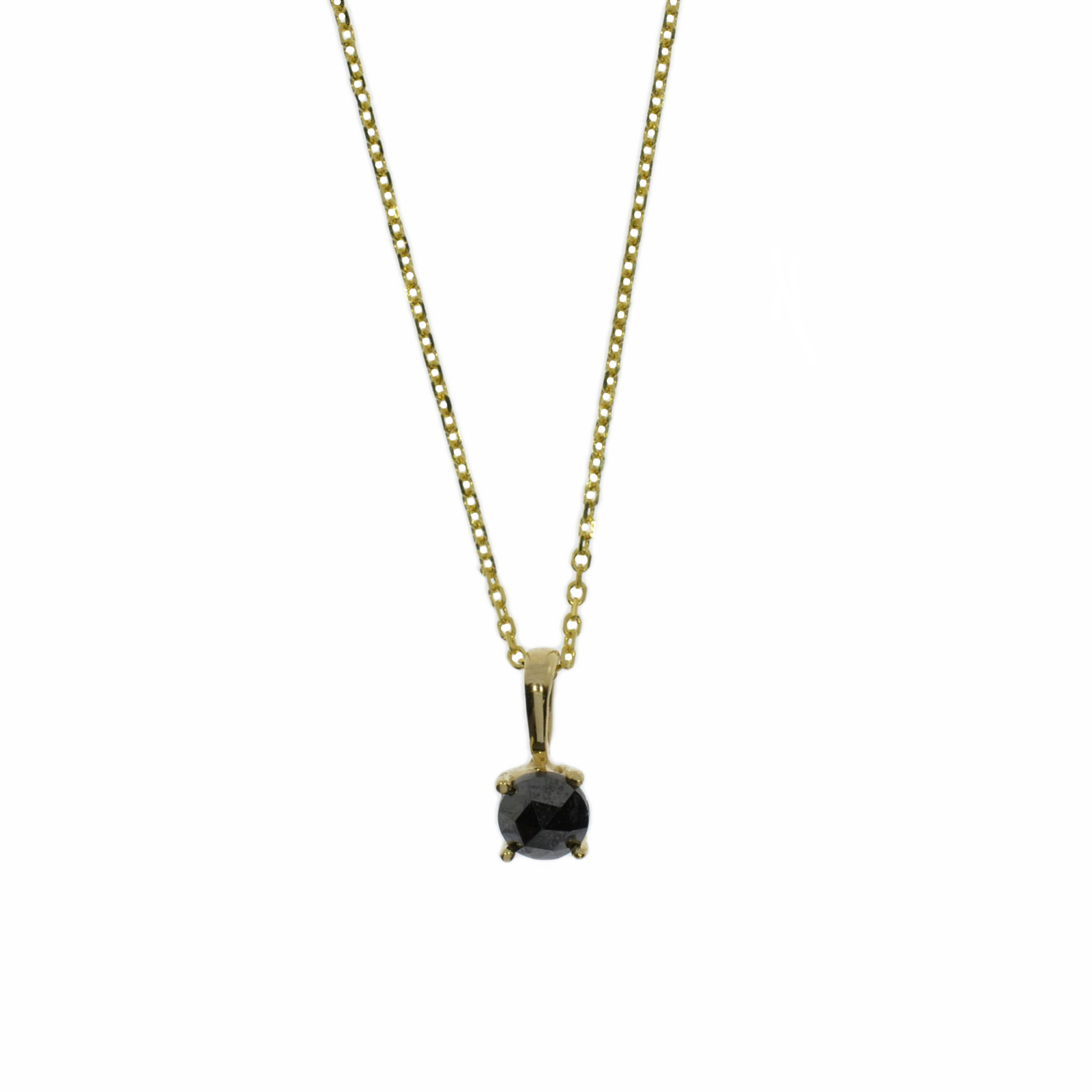 14Kt Gold 0.15 Ct Rose Cut Genuine Natural Black Diamond Pendant Necklace