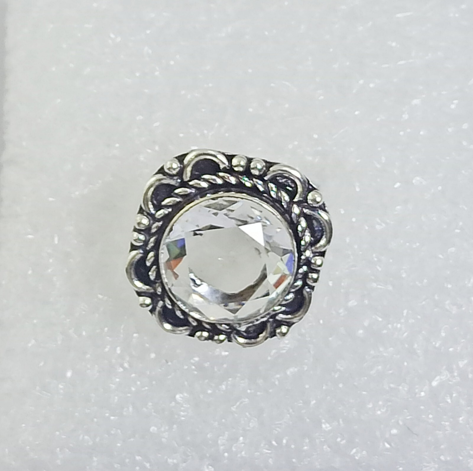 Hydro Crystal Round Shape Gemstone Handmade Ring jewelry Size 6.5 Inches