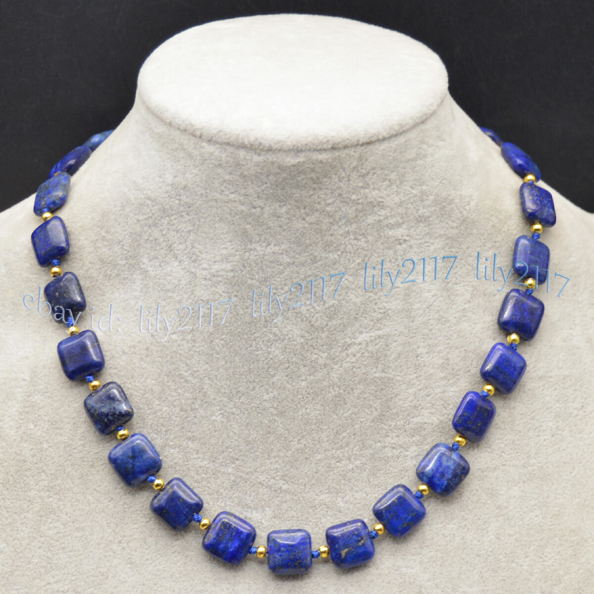 Natural Blue Lapis Lazuli 12mm Flat Square Gemstone Beads Necklace 14-100 inches