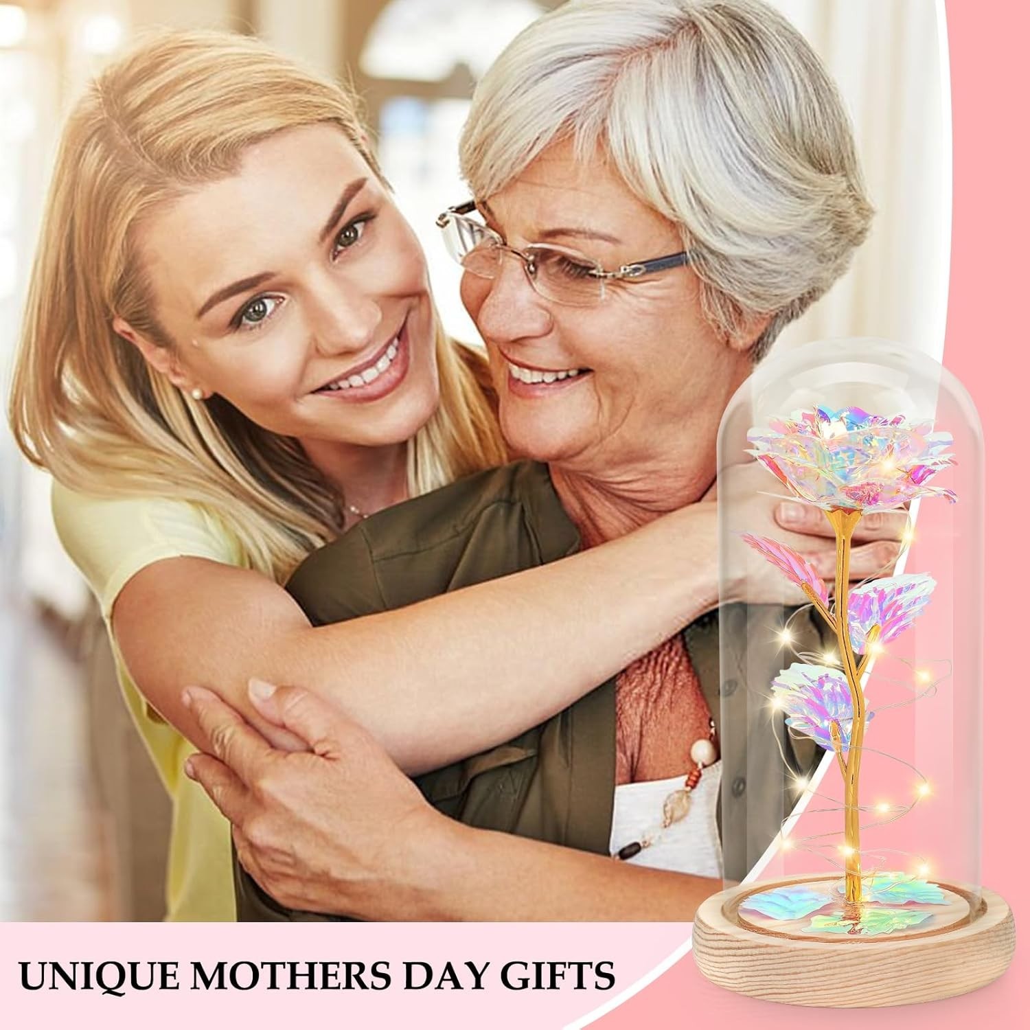 Regalos cumple mujer rosa eterna con luz led decoracion romantica aniversario