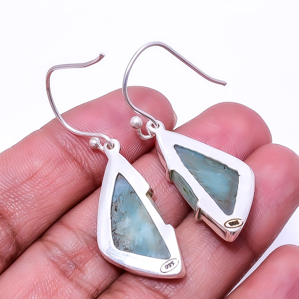 Natural Amazonite -Russia 925 Sterling Silver Handmade Earring 1.72″ E3