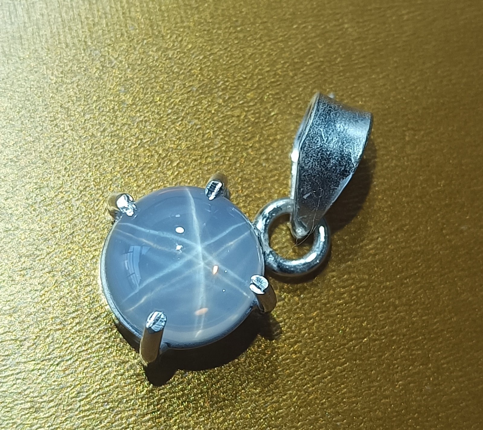 14.35 Ct Natural 6 Ray Star Sapphire Pendant in Silver Round Jewelry With Chain