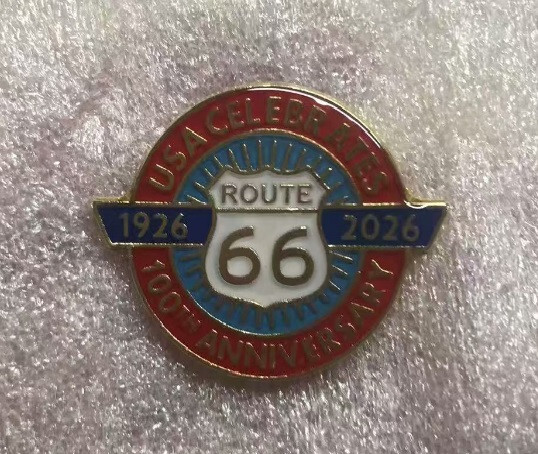 ROUTE 66 1926-2026 100TH ANNIVERSARY Bike Motorcycle Hat Cap Lapel Pin