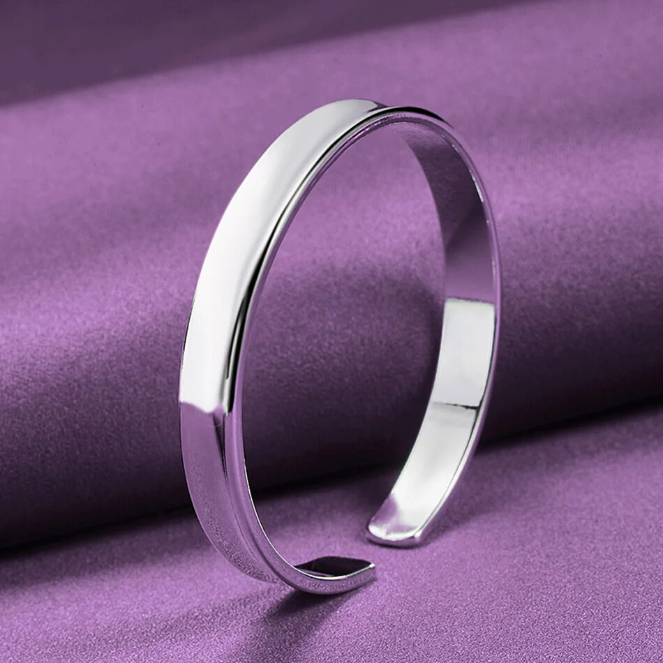 CHSHINE 925 Sterling Silver 8mm 12mm Adjustable Bracelet Bangle Jewelry Sets