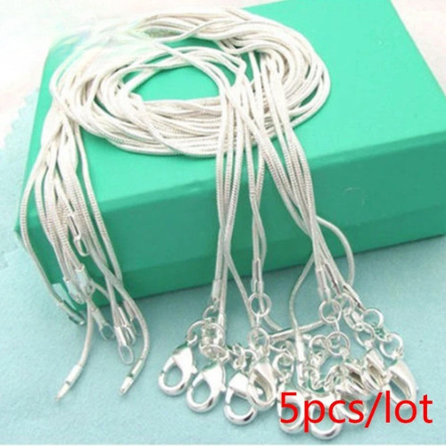 5/10pcs Hot Sale 925 Sterling Solid Silver 1mm Snake Chain Necklace Jewelry Gift