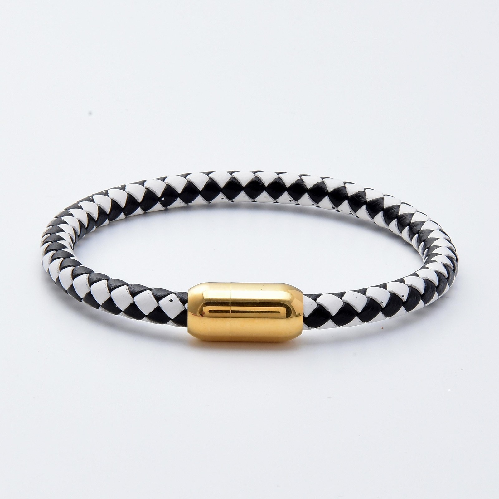Simple Classic Leather Rope Chain Charm Bracelet Stainless Steel Unisex Jewelry