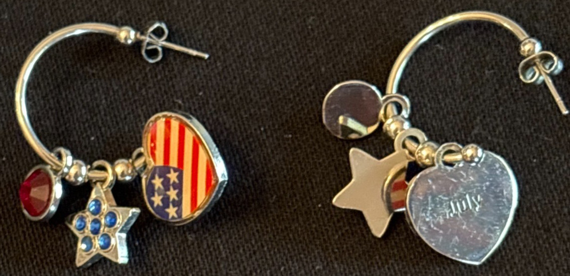 2011 Willabee&Ward 12-Mo Charm Pierced Dangle Hoop Earrings Set in Display Case