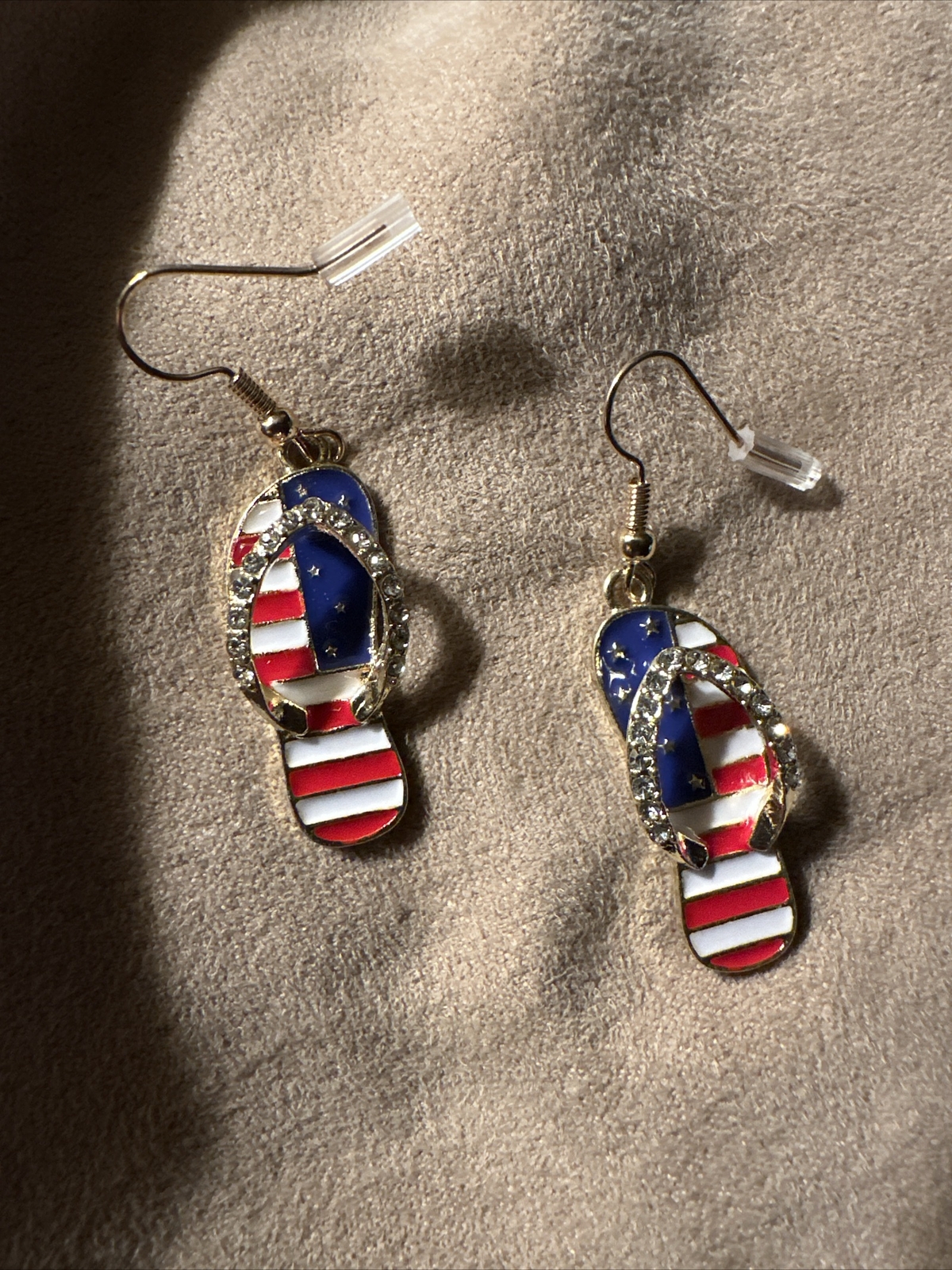 Love These Stars And Stripes Flip Flips Dangle Earrings With Gold Hooks