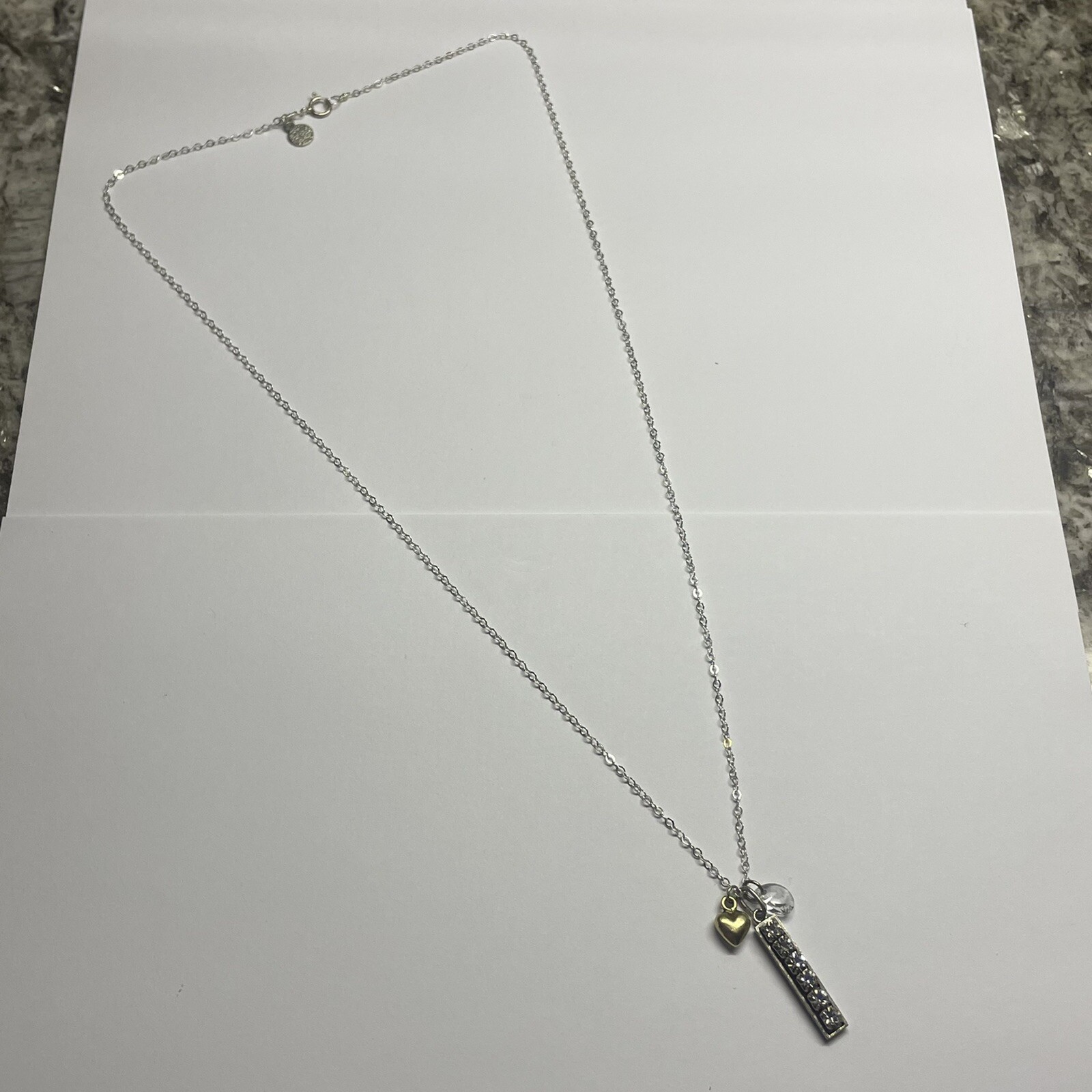 Women’s Costume Necklace Silver Tone Chain Rhinestone Pendant / Charms 27 Inch