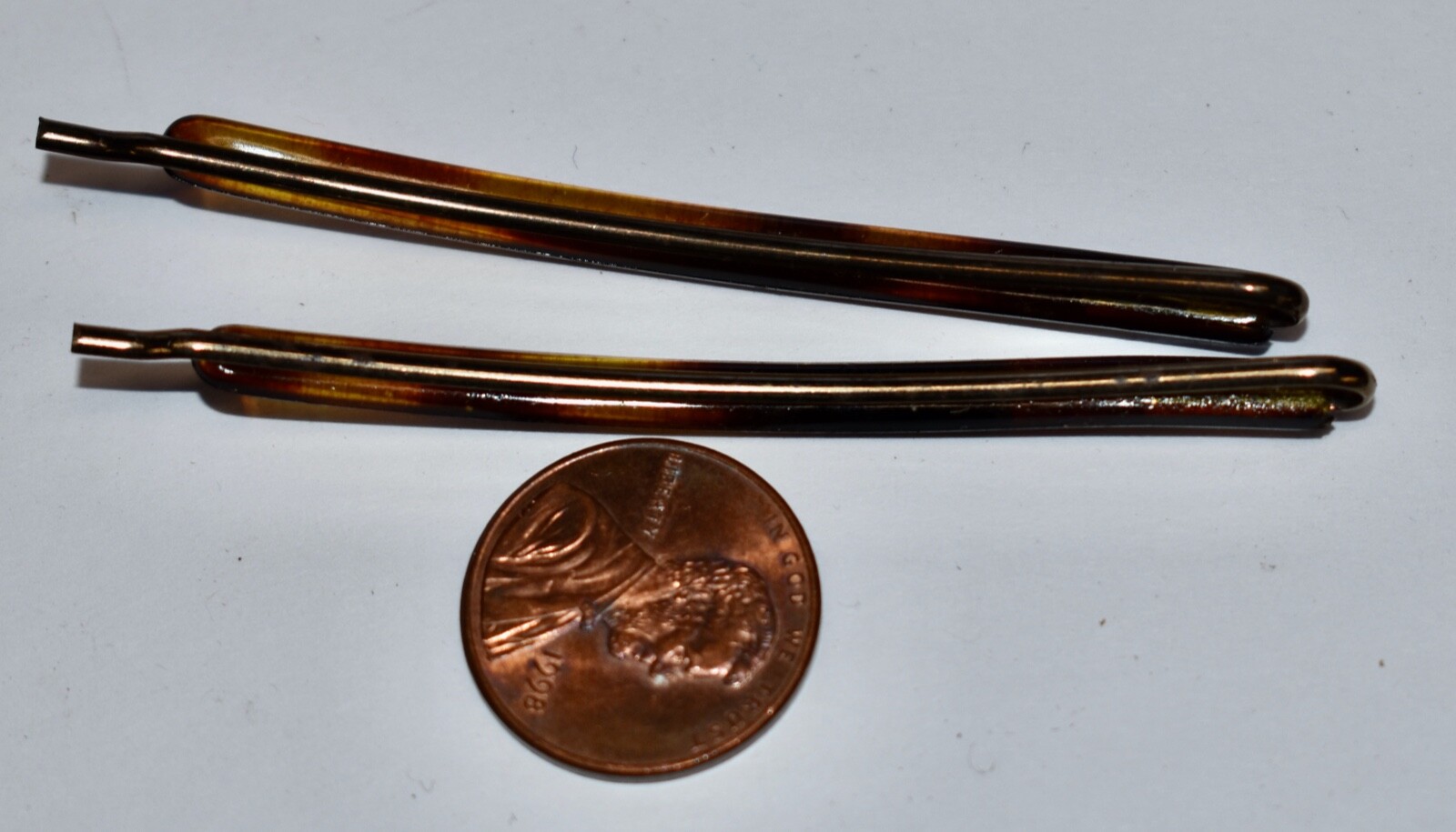 VINTAGE 6 TORTOISE PLASTIC HAIR PINS JEWELRY BOBBY PINS• 2 3/8 inches STURDY