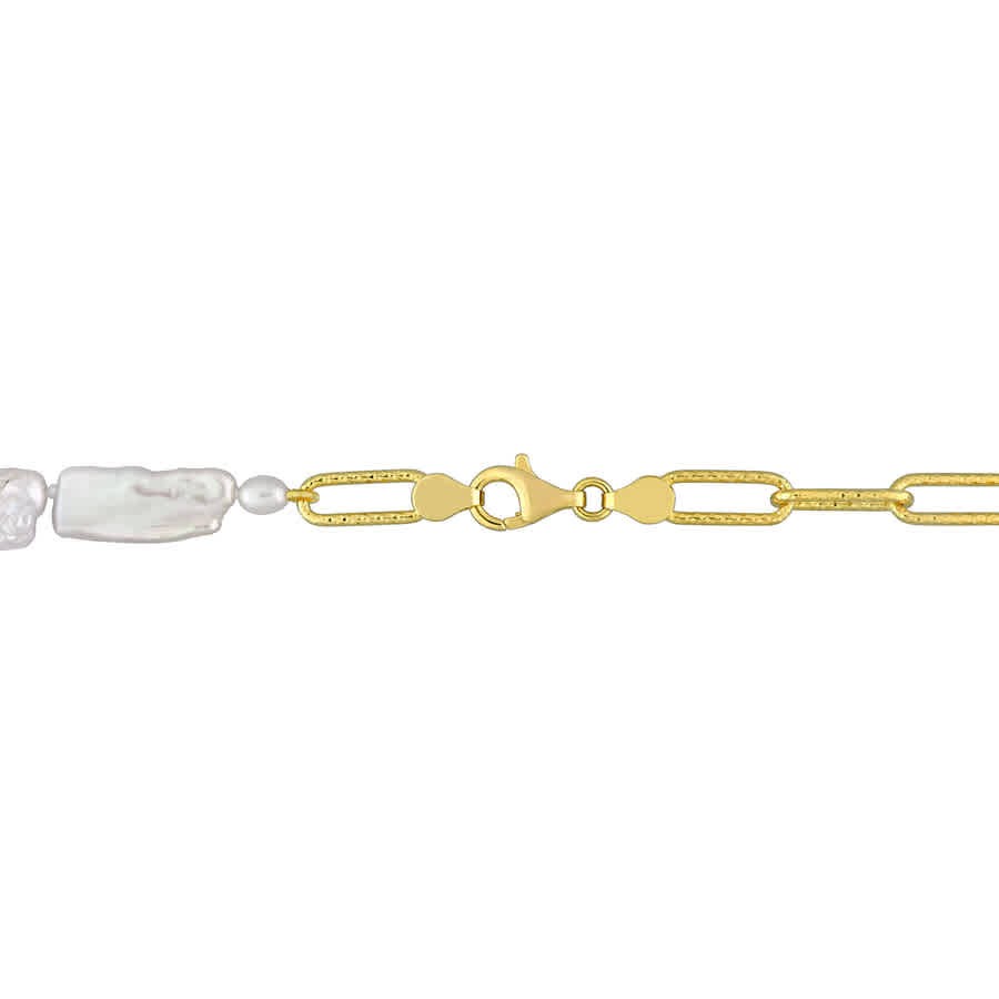 AMOUR 5-7 Mm Cultured Freshwater Keshi Pearl and 7 Mm Link Chain Necklace In 18k
