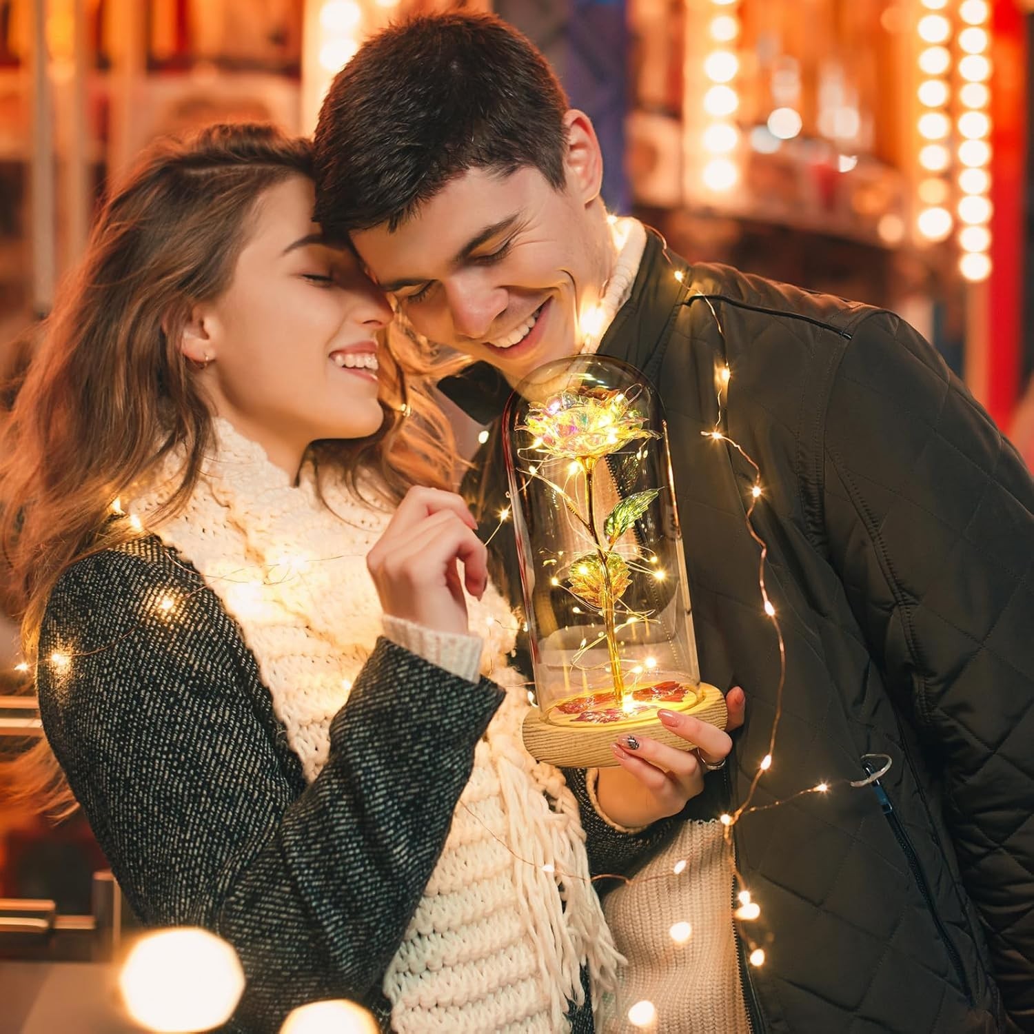 Regalos cumple mujer rosa eterna con luz led decoracion romantica aniversario