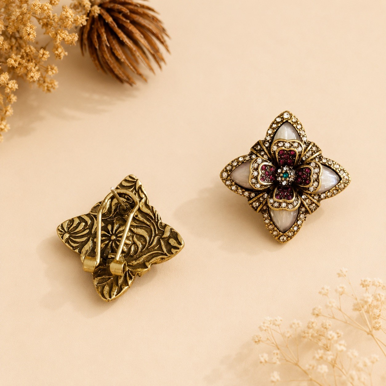 Flower Statement Earrings, Vintage Inspired Jewelry, Romantic Pearl Earrings