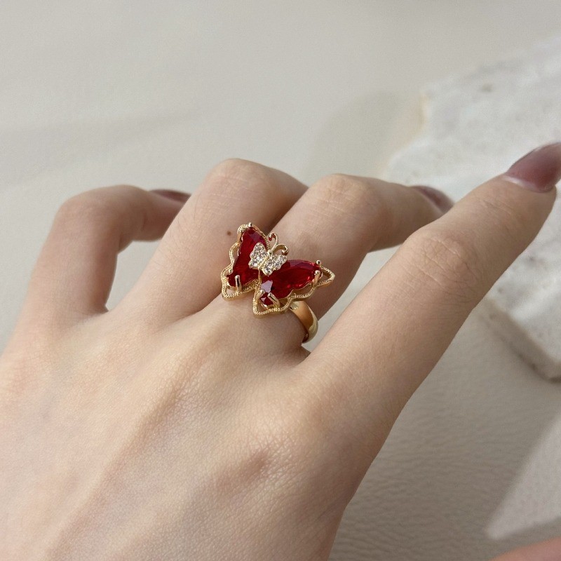 9Pcs Colorful Butterfly Ring Adjustable Stackable Rings Women Jewelry Gift