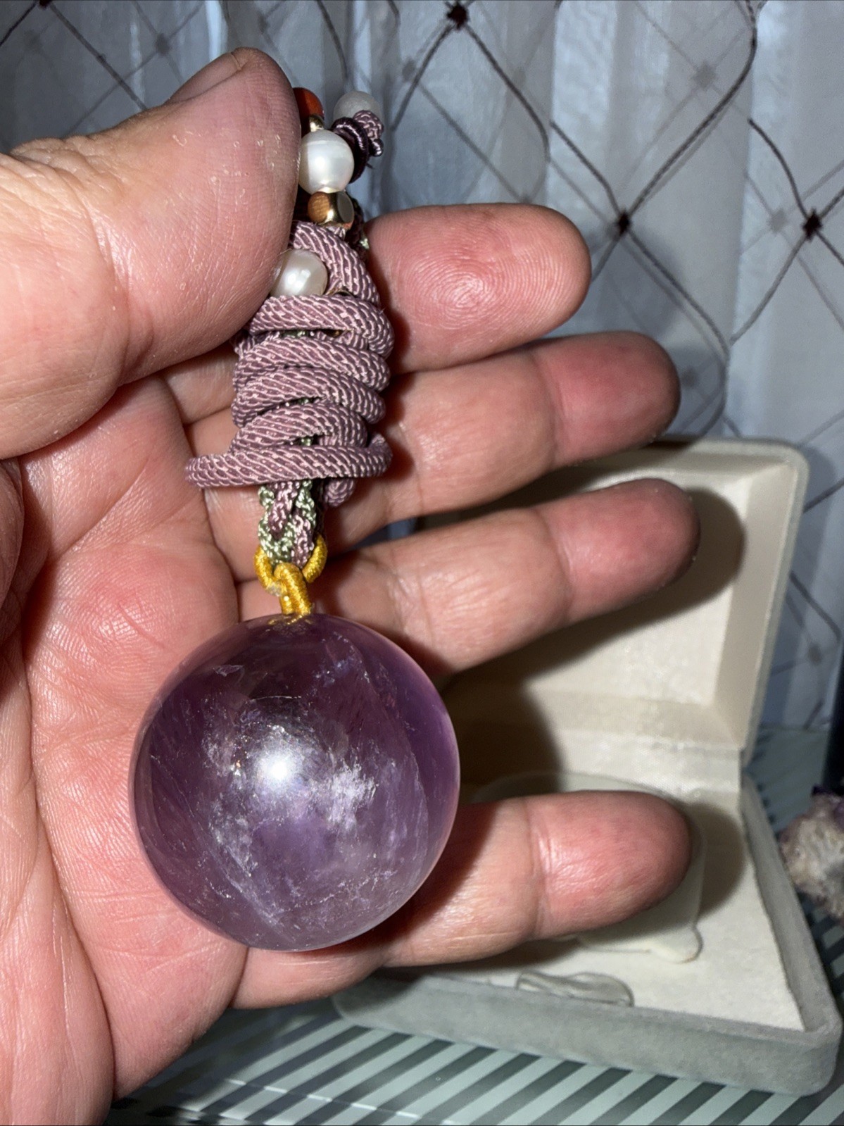 Amatrin Sphere Pendant In A Rope