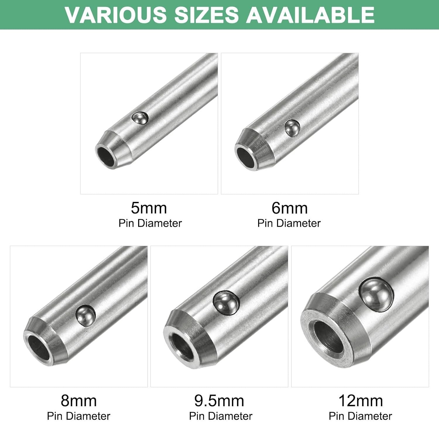 Push-Button Ball Locking Pin 6mmX60mm Stainless Steel With Lanyard For Equipment