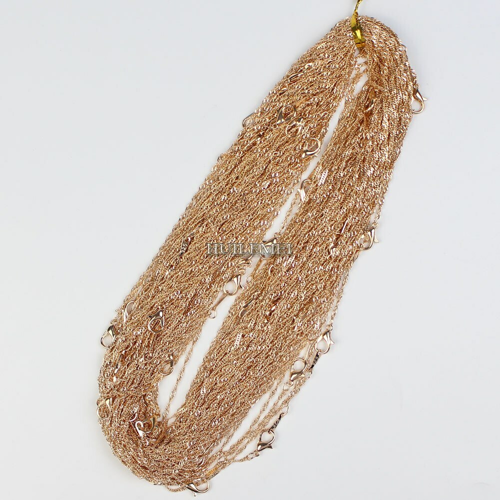 10pcs Silver/Gold Color 2mm Water Wave Necklace Chains for Women 16″ 18″ 20″ 24″