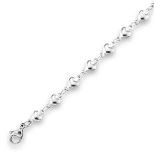 Stainless Steel Heart Anklet 9.5 inches with 2 in extender