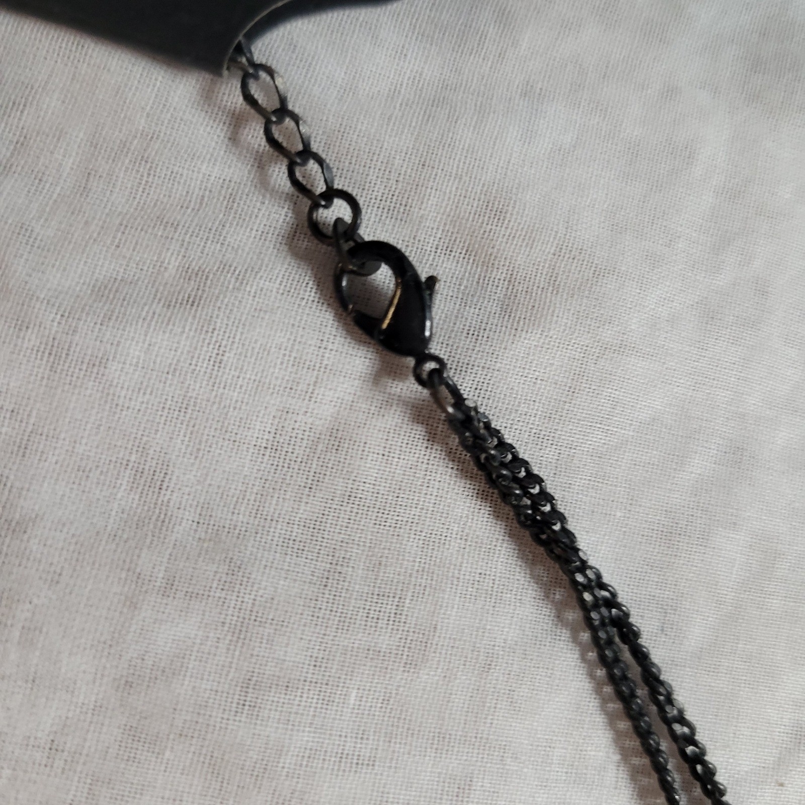Black Beaded Gothic Bib Necklace Multi Strand Draped Chain Statement Jewelry 90s