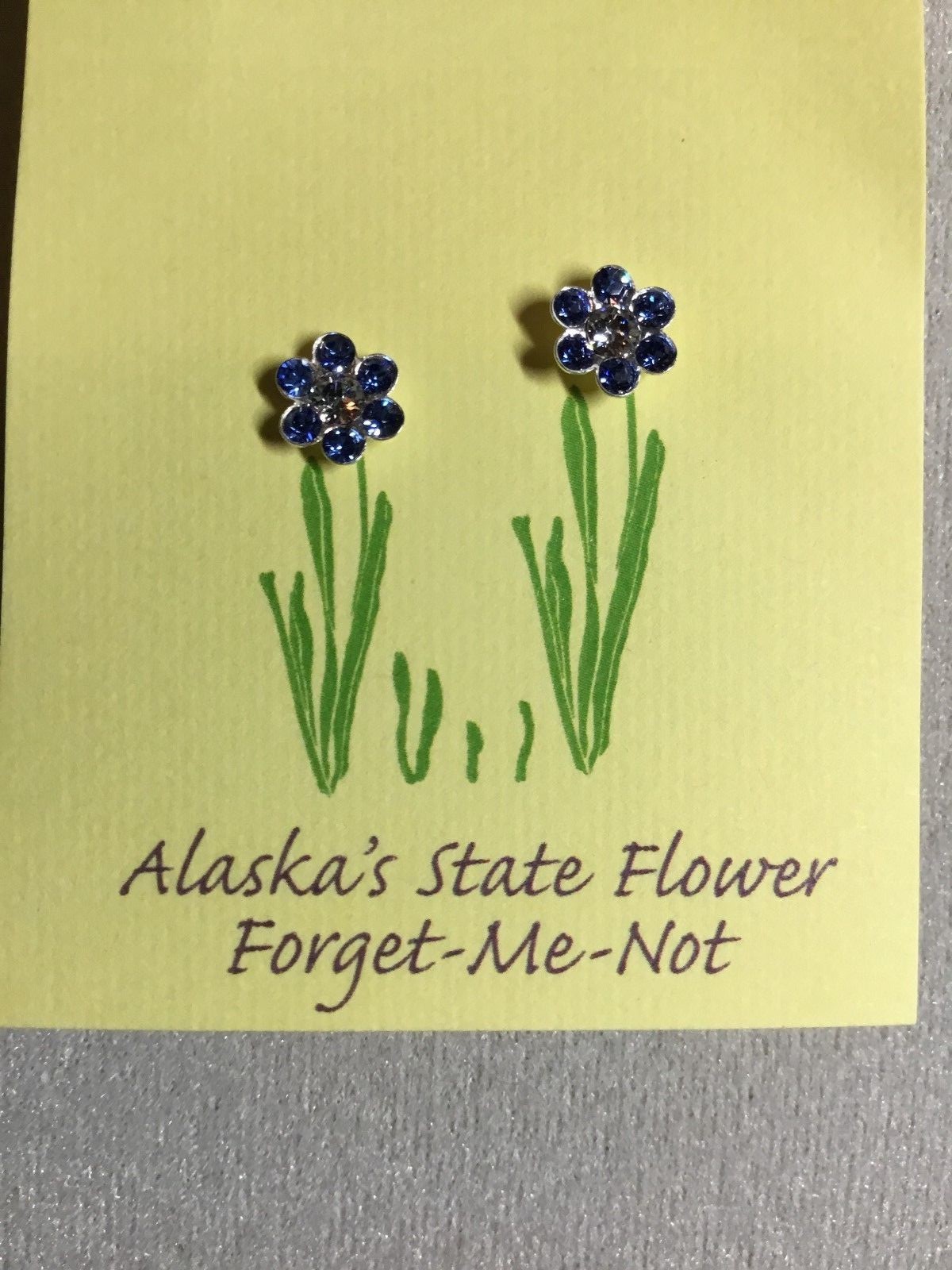 Forget me not earrings Austrian crystal Sterling Silver settings & posts dainty
