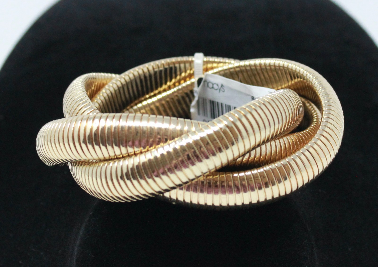New Gold Triple Wide Large Tubogas Cobra Snake Omega Stretch Bangle Bracelet