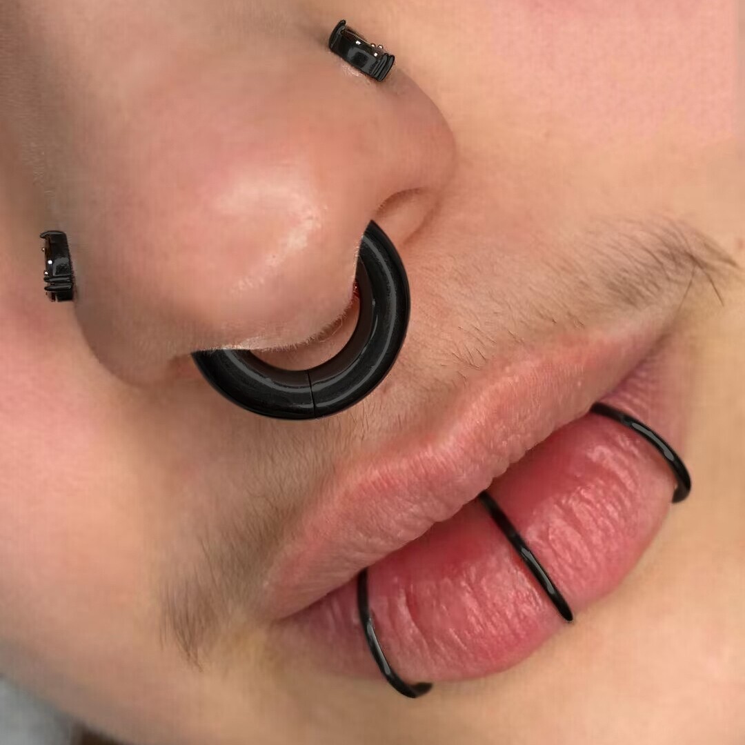 2G-12G Titanium Hinged Large Septum Ring Clicker Ear Gauge Hoop Earring Jewelry