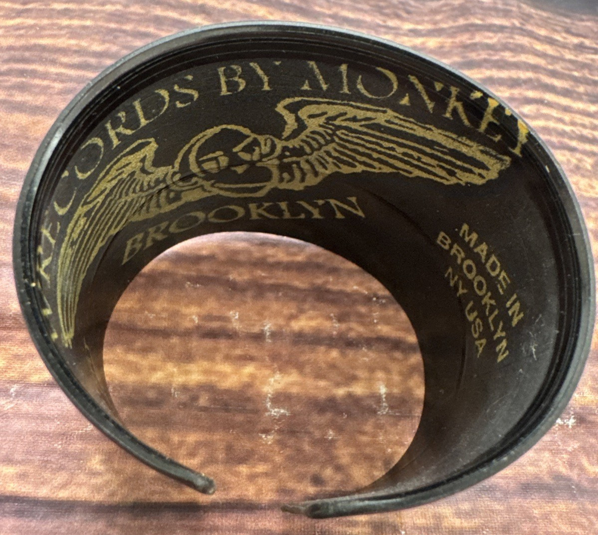 Wrecords by Monkey Vinyl Record Cuff Bracelet Black Brown and Green