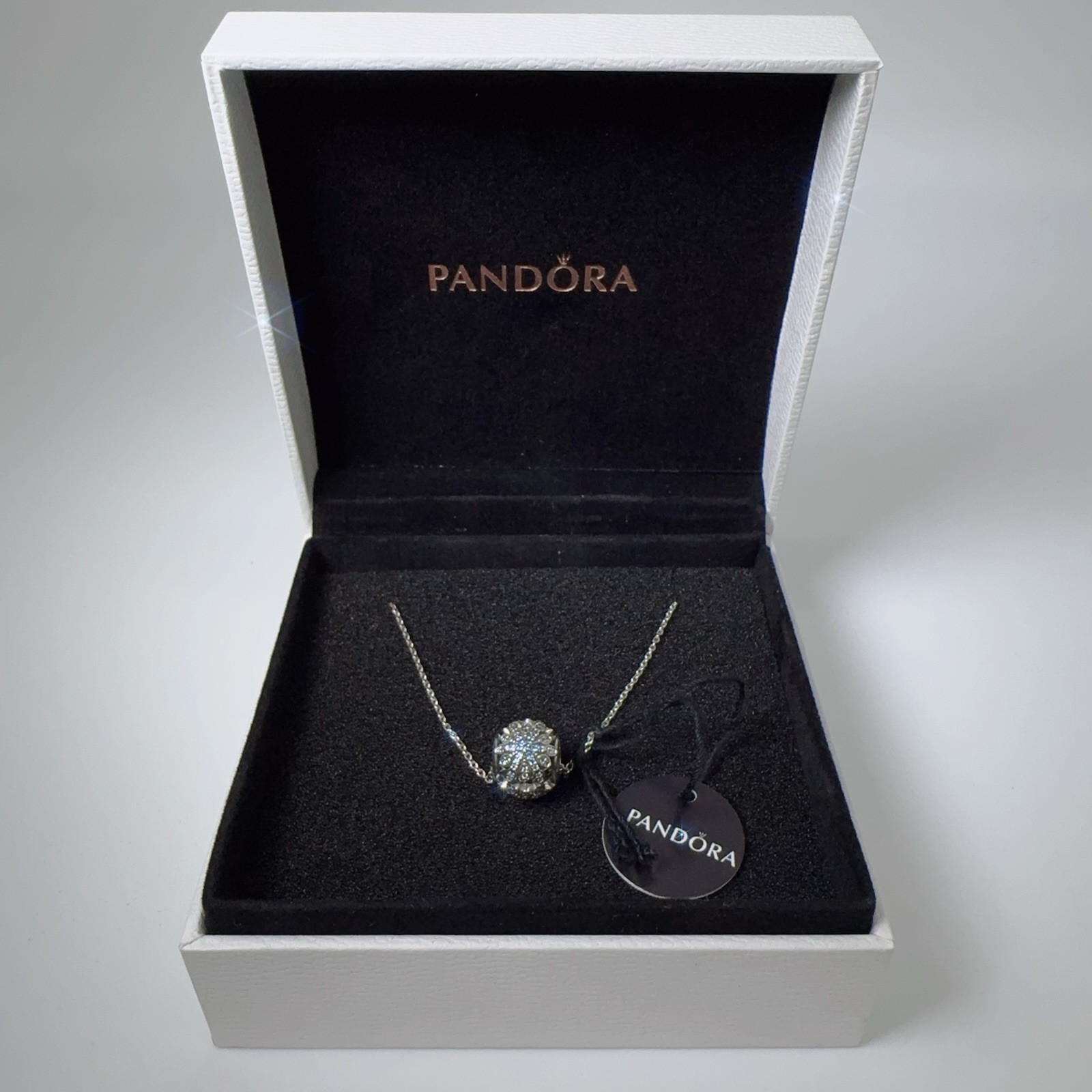 Pandora Snowflake Charm with Necklace Blue Crystals Clear Zirconia 791760NBLMX