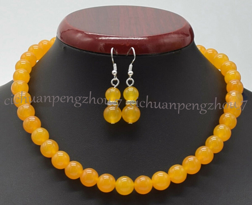 6/8/10/12mm Natural Multicolor Gemstone Round Beads Necklace Earrings Set 18”