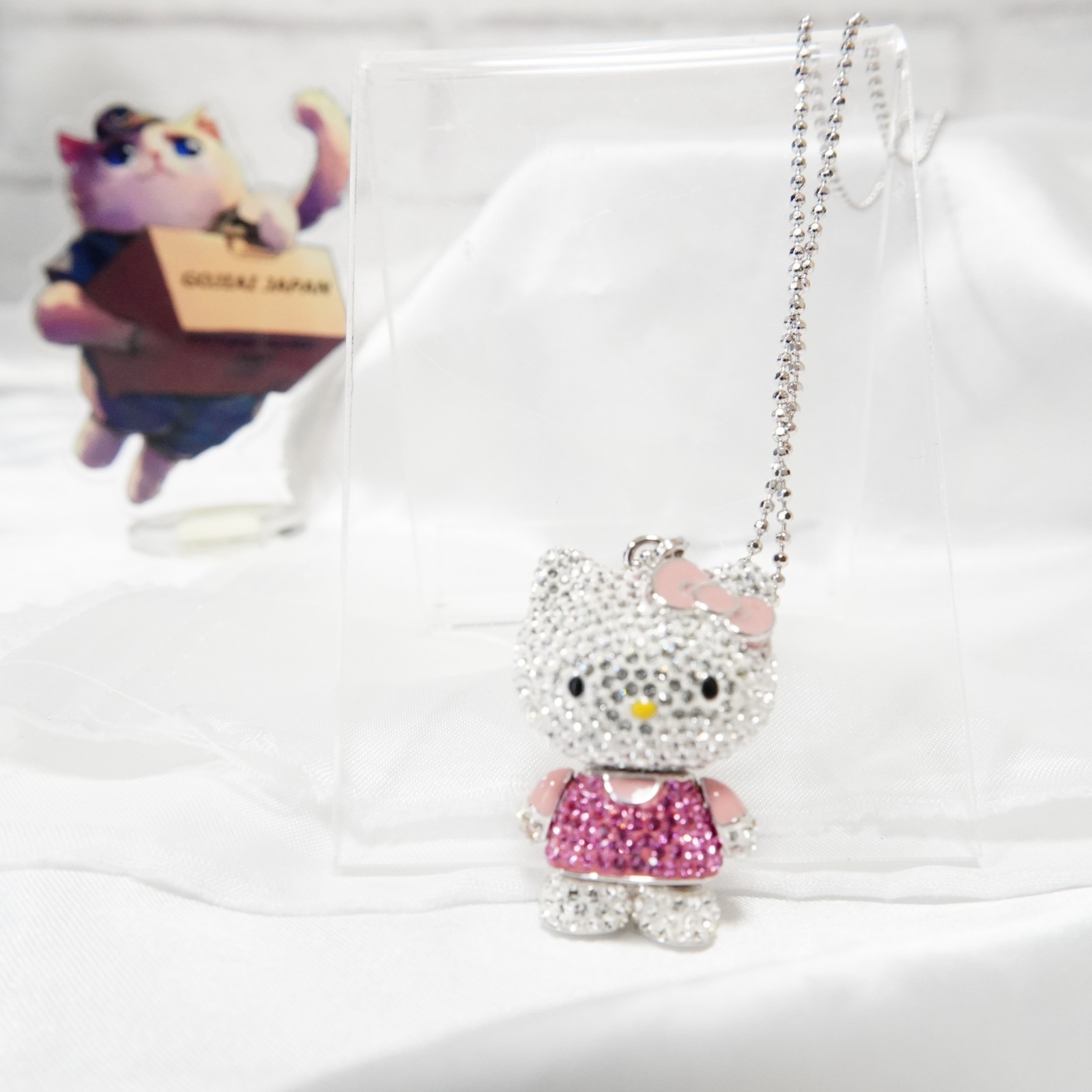 Swarovski x Sanrio Hello Kitty Necklace Long Chain Pink Dress 35in no Box