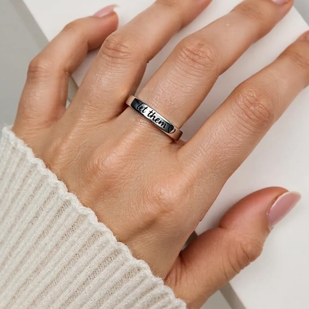 Let Them Zero Fcks Given Mantra Ring for , Stainless Steel Band Rings Silver …