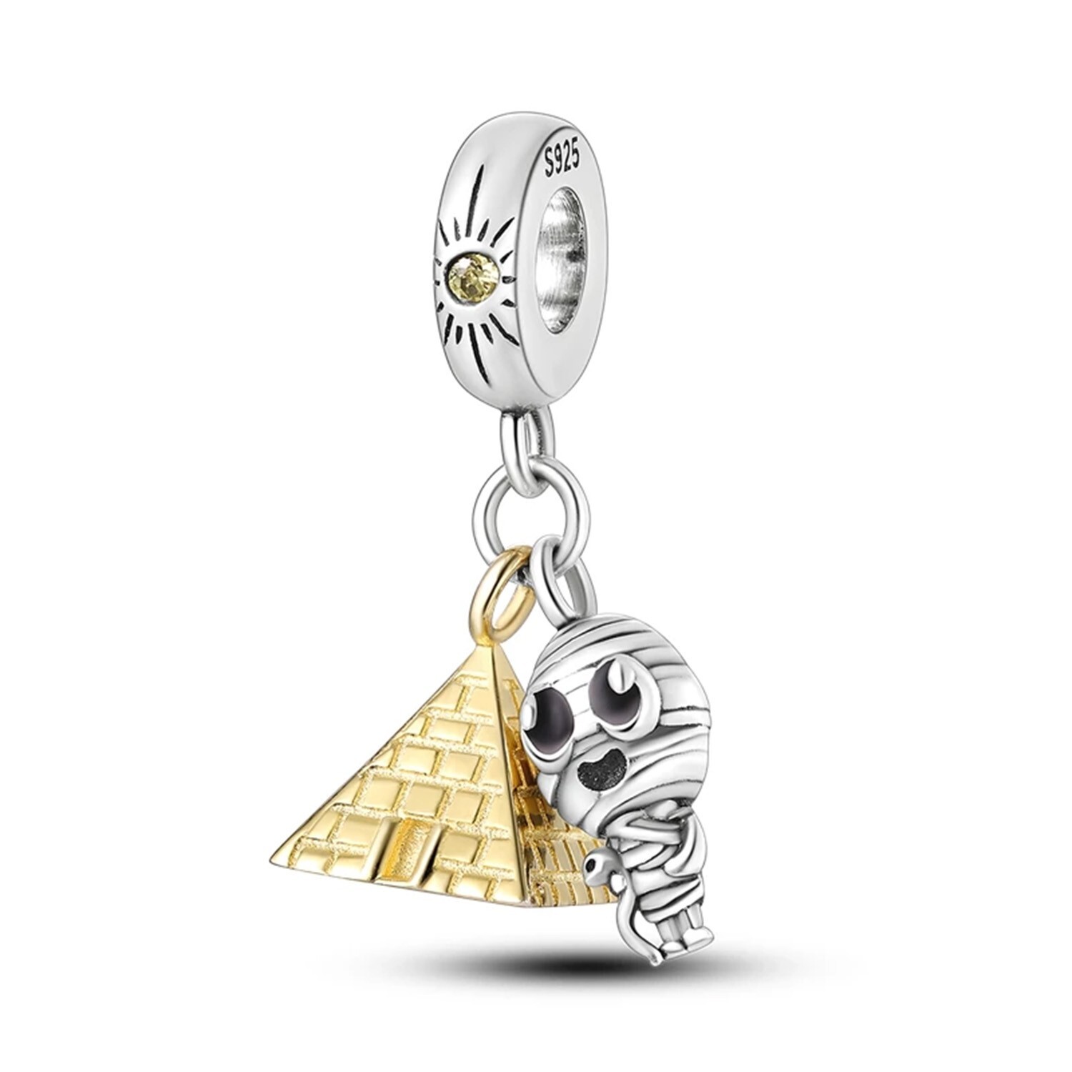 Pyramid And Mummia Charm For Bracelet, Egypt Charm, Travel Charm