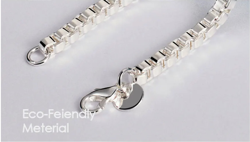 925 Sterling Silver Rhodium Plated 5mm Box Chain Necklace 45cm