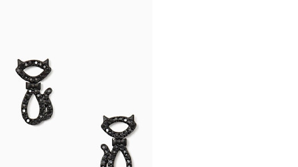 Kate Spade JAZZ PAVE black CAT STUD earrings crystal holiday Disney Halloween –