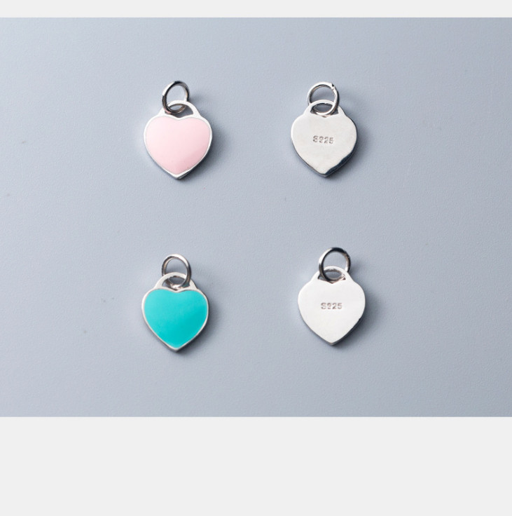 1Pc Sterling Silver Enamel Pink Blue Love Heart Charm Bracelet Anchor Pendant