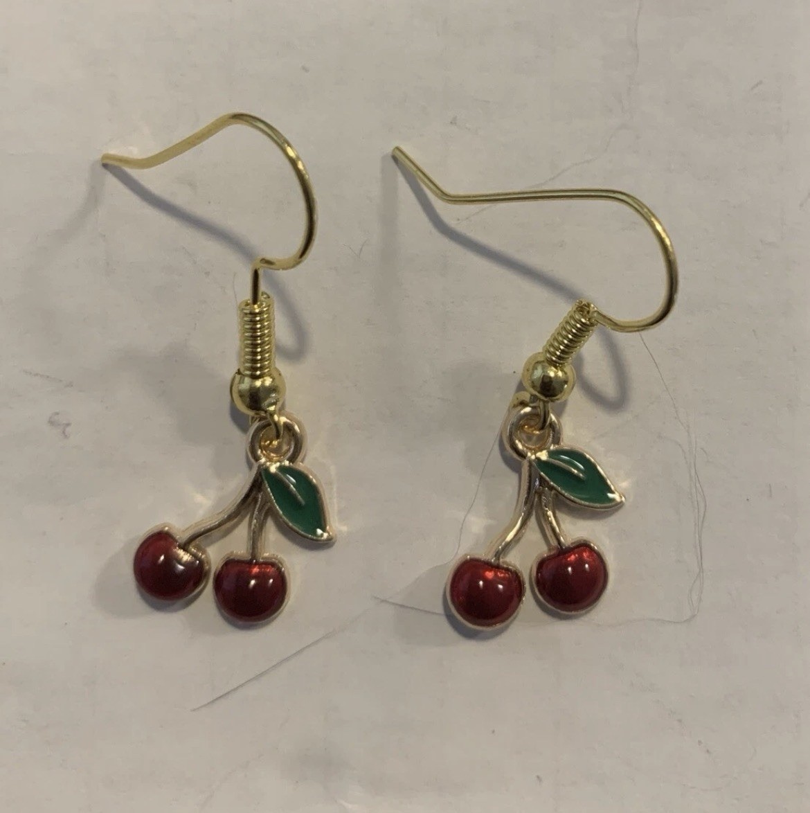 Cherry Gold Dangle Earrings New