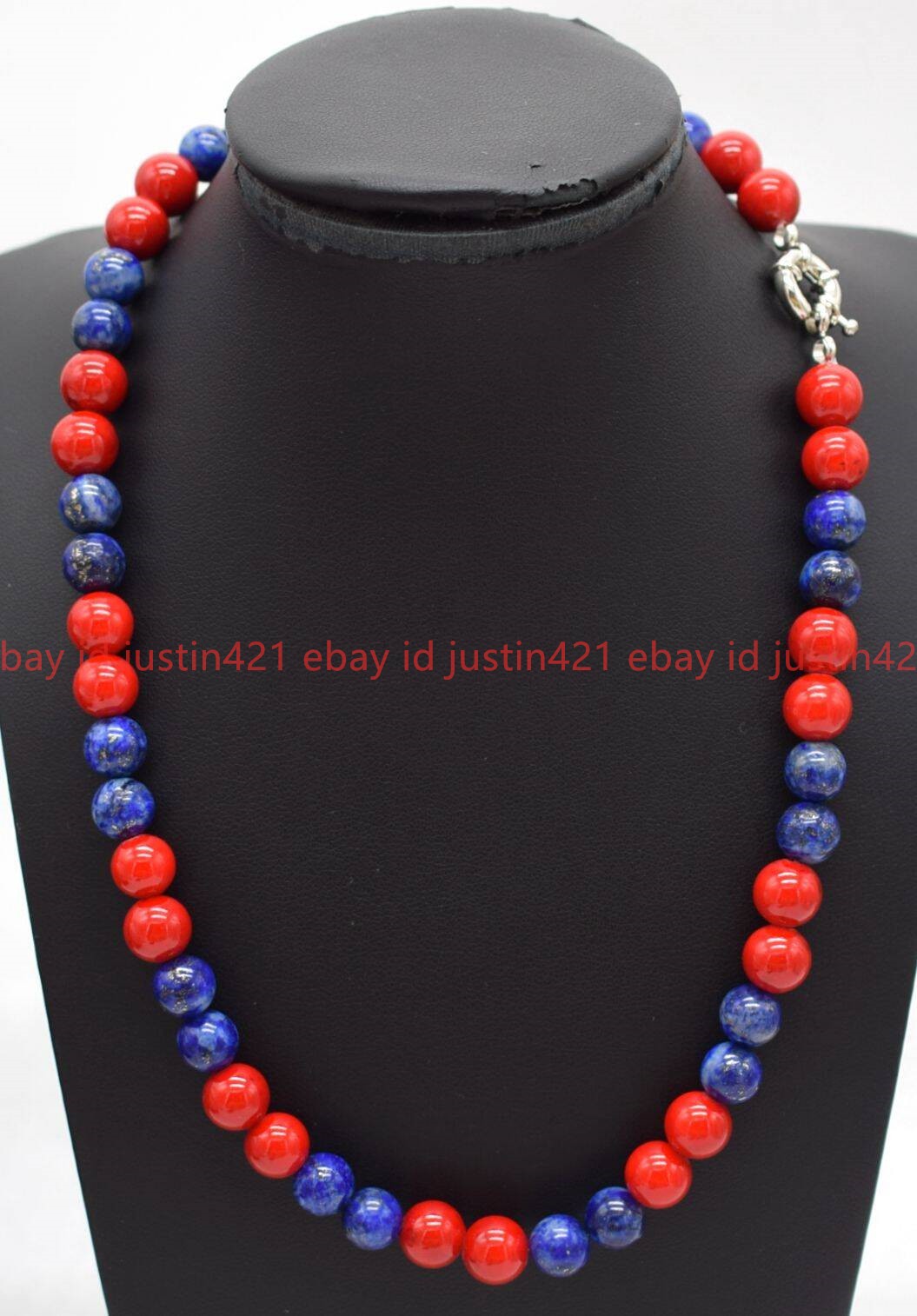 New Fashion 8mm Lapis Lazuli Red Coral Gemstone Round Beads Necklace 16-36in
