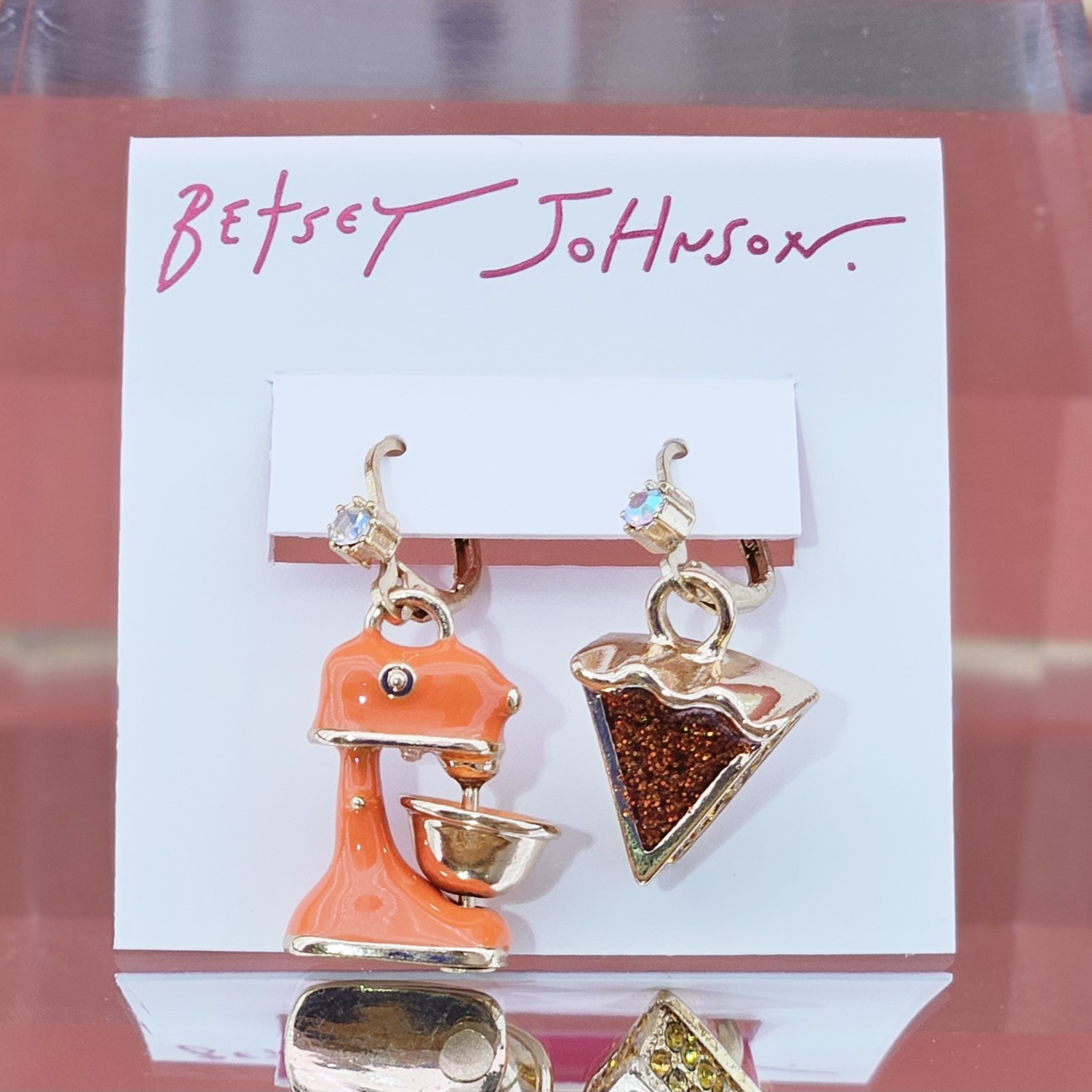 Betsey Johnson Earrings Pumpkin Pie Mixer Mismatched Fall Autumn Novelty Holiday