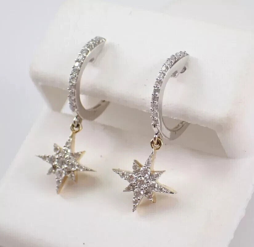 2Ct Round Cut Simulated Diamond Drop Dangle Earrings 14k White Gold Plated