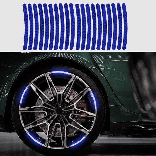 20PCS Reflective Wheel Rim Decal Stripes, Universal Night Safety W Color: Blue