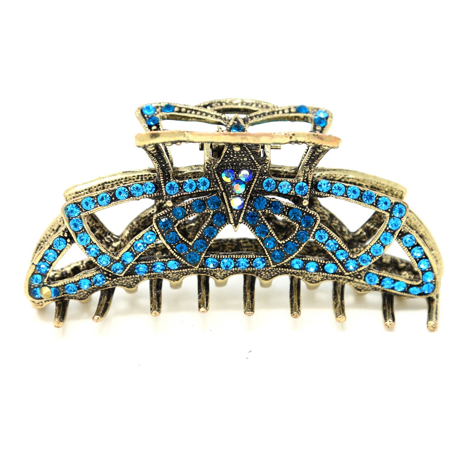 Top Quality Women Rhinestone X-Large Metal Claw Hair Clip Antique Silver