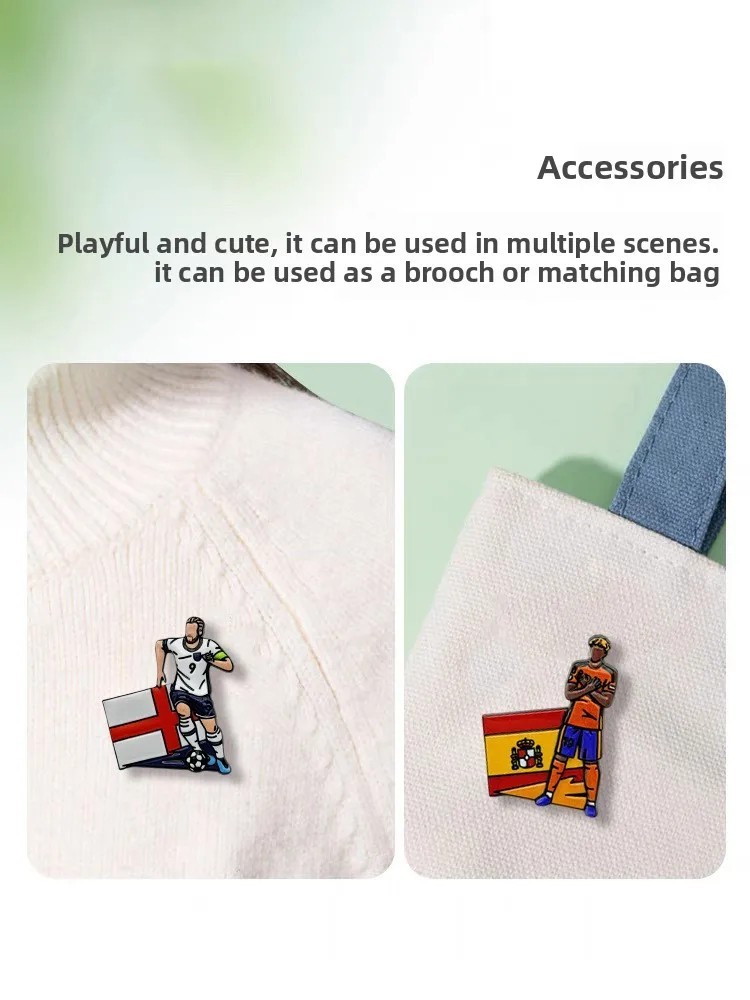 6Pcs Football Soccer Player Enamel Lapel Pin Badge Brooches Metal Fans Gift