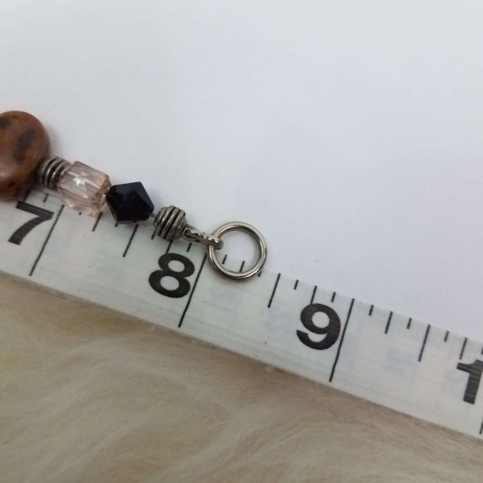 Brown Faceted Beaded Bracelet Pink Silver Tone Dot Animal Print Black 8