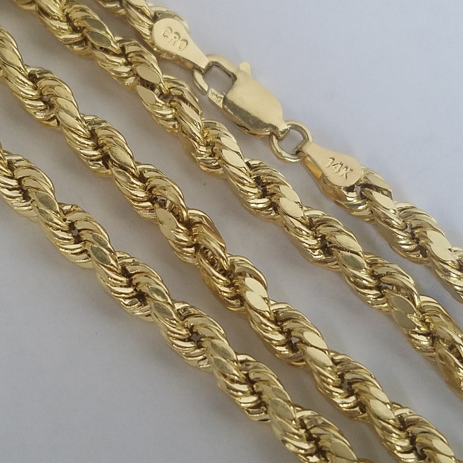 14k yellow gold rope chain 26 inches long 4 mm