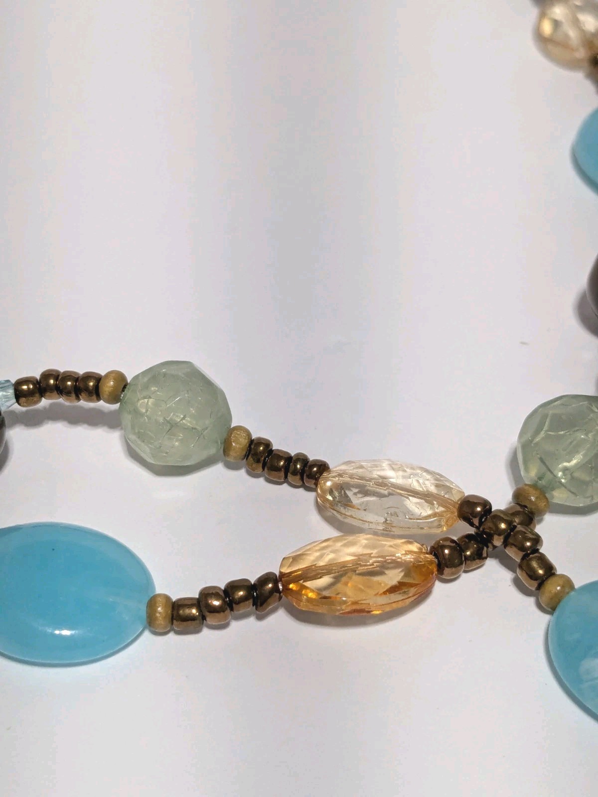 Multicolor & Multi Shaped Acrylic & Glass Beaded Necklace 32″. BOHO.