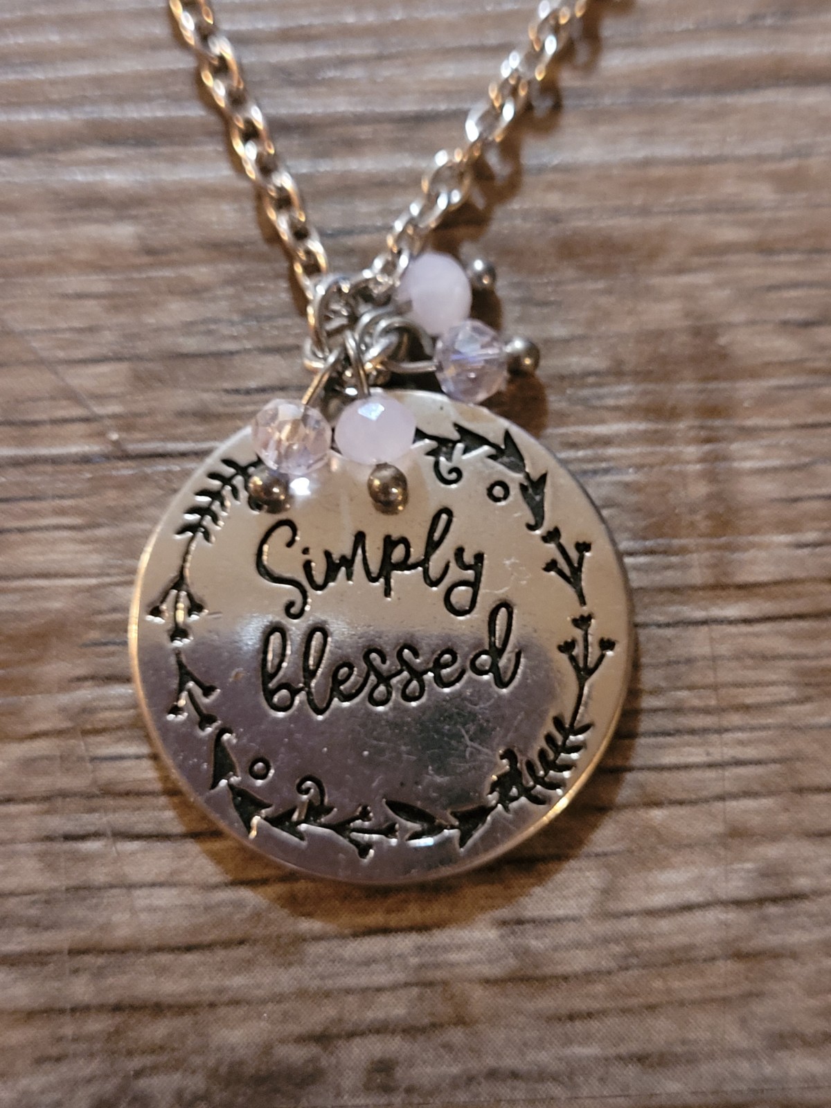 Silver Tone Pendant Necklace “Simply ” Blessed Lobster Clasp Women’s…